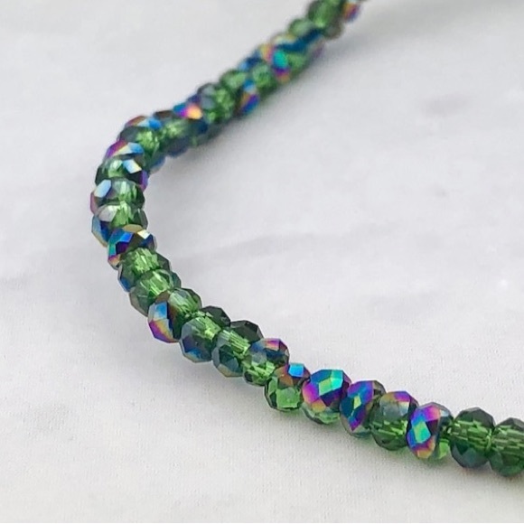 190pcs (Approx.) ( 1 Strand) Green Glass Beads - Crystal Spacer Beads - Picture 4 of 6